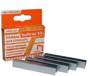 Скобы для степлера Bohrer закаленные тип 53 12 мм