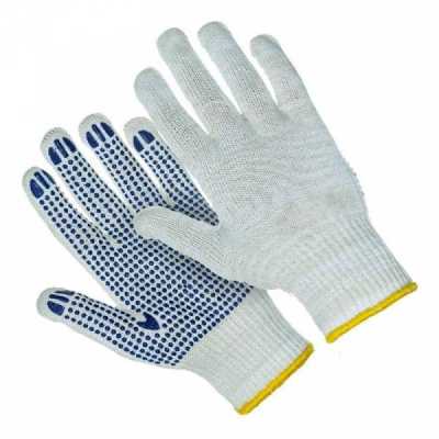 Перчатки хлопчатобумажные с ПВХ Стандарт (точка) 5 нитей, 10 класс
