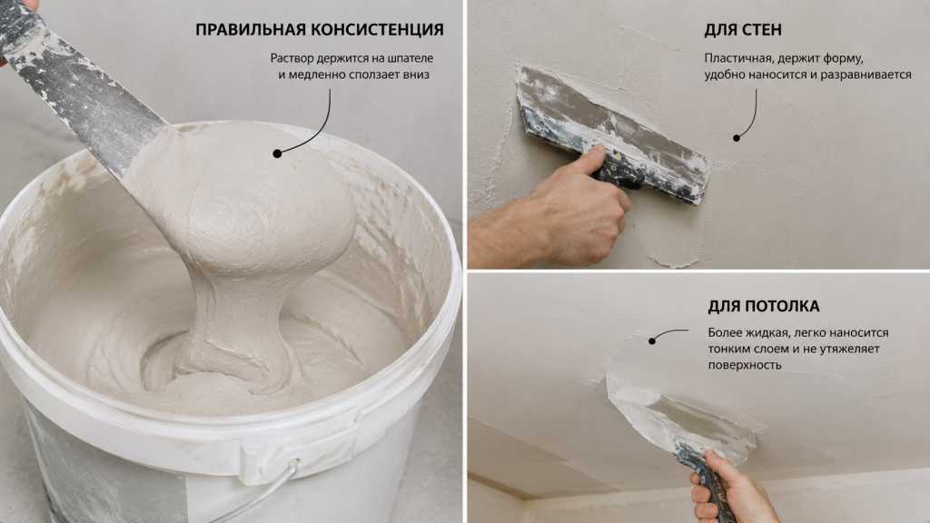 Какой должна быть правильная консистенция раствора для стен и потолка.jpg
