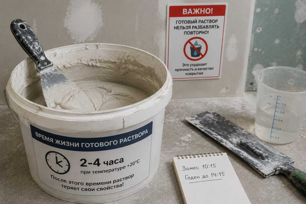 Сколько живёт готовый раствор шпаклёвки и почему его нельзя разбавлять повторно.jpg